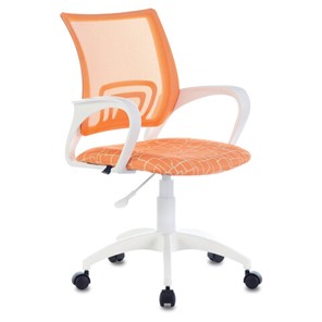 Офисное кресло Brabix Fly MG-396W (с подлокотниками, пластик белый, сетка, оранжевое с рисунком "Giraffe") 532402 в Ярославле