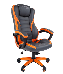 Кресло компьютерное CHAIRMAN GAME 22 эко кожа, серый/оранжевый в Ярославле