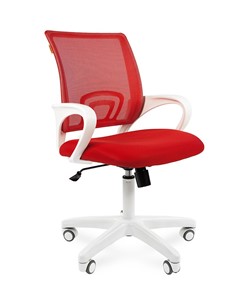 Кресло компьютерное CHAIRMAN 696 white, ткань, цвет красный в Ярославле