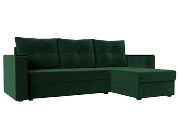 Угловой диван с оттоманкой Атланта Лайт Б/С, Зеленый (Велюр) в Ярославле
