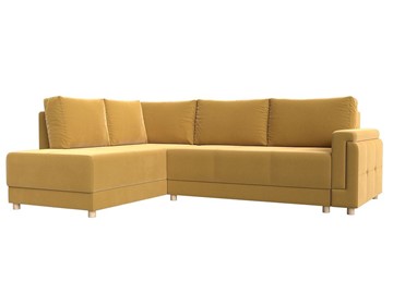 Угловой раскладной диван Лига-024, Желтый (Микровельвет) в Ярославле