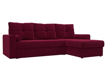 Угловой диван с оттоманкой Верона, Бордовый (микровельвет) в Ярославле