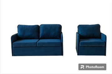 Набор мебели Brendoss Амира синий диван + кресло в Ярославле
