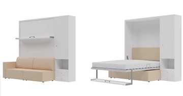 Кровать подъемная Кровать-трансформер Smart (КД 1400+ШП), шкаф правый, левый подлокотник в Ярославле