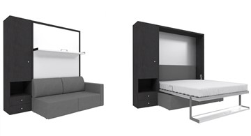 Шкаф-кровать трансформер Кровать-трансформер Smart (ШЛ+КД 1400), шкаф левый, правый подлокотник в Рыбинске