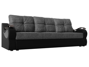 Прямой диван Меркурий еврокнижка, Серый/черный (рогожка/экокожа) в Ярославле