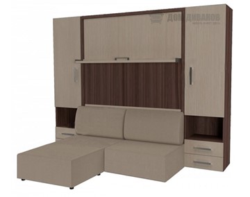 Кровать подъемная Кровать-трансформер Smart (ШЛ+КД 1600+ШП+Пуф), 2 шкафа, без подлокотников в Рыбинске