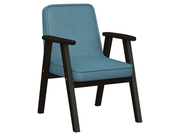 Кресло мягкое Ретро ткань голубой, каркас венге в Рыбинске