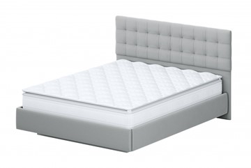 Кровать 2-спальная №2 (универсальная 1,6х2,0) серия №2, белый/серый ткань/квадро серый ткань в Рыбинске