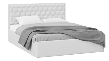 Двуспальная кровать с подъемным механизмом Порто (Экокожа белая Polo) без заглушины в Ярославле