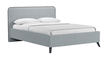 Кровать с механизмом 1.5-спальная Миа, 140 Bravo grey (серый) / кант Лайт 10 Велюр (коричневый) + кроватное дно в Ярославле