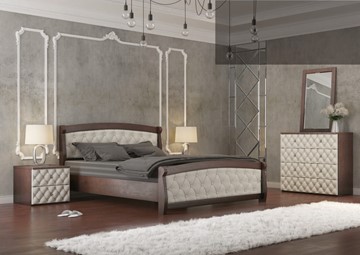Спальная кровать СВ-Стиль Магнат 140*195 с основанием, мягкие спинки в Ярославле