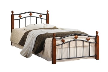 Односпальная кровать AT-126 дерево гевея/металл, 90*200 см (Single bed), красный дуб/черный в Ярославле