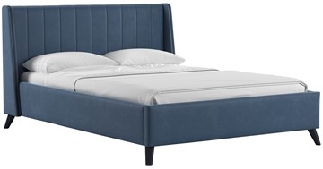Кровать полутороспальная Мелисса 140, арт. Тори 83 велюр (серо-синий) + кроватное дно в Ярославле