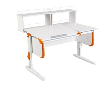 Детский стол-трансформер 1/75-40 (СУТ.25) + Polka_zz 1/600 (2 шт.)  белый/белый/Оранжевый в Ярославле