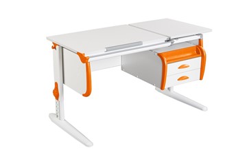 Детский стол-трансформер 1/75-40 (СУТ.25) + Tumba 3  белый/белый/Оранжевый в Ярославле