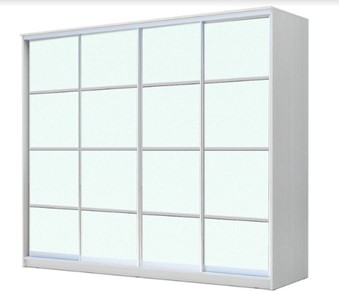 Шкаф 4-х дверный ХИТ 22-4-24/2-8888, с матовым стеклом, разделительные планки х4, Белый в Рыбинске