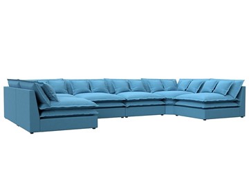 Большой П-образный диван Лига-040, Амур голубой (рогожка) в Рыбинске