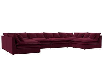 Большой П-образный диван Лига-040, Бордовый (микровельвет) в Ярославле