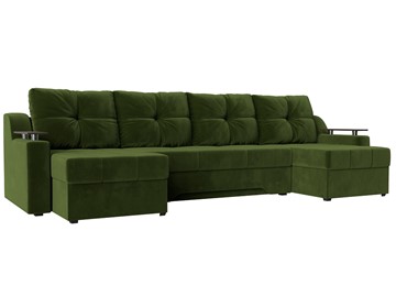 Большой П-образный диван Сенатор, Зеленый (Микровельвет) боннель в Ярославле