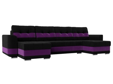 П-образный диван Честер, Черный/фиолетовый (вельвет) в Ярославле