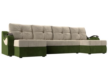 П-образный диван Меркурий П, Бежевый/зеленый (вельвет) в Ярославле
