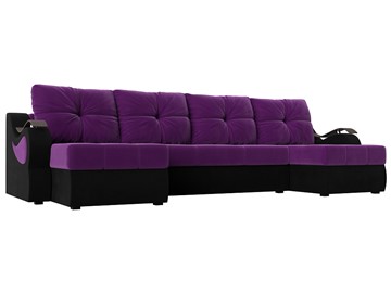 П-образный диван Меркурий П, Фиолетовый/черный (вельвет) в Ярославле