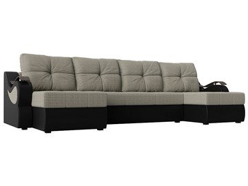 П-образный диван Меркурий П, Корфу 02 (рогожка)/черный (экокожа) в Ярославле