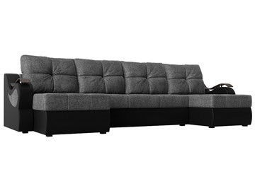 П-образный диван Меркурий П, Серый/черный (рогожка/экокожа) в Ярославле