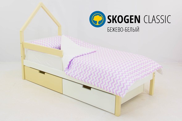 Кровать-домик мини Skogen бежево-белый в Ярославле - изображение