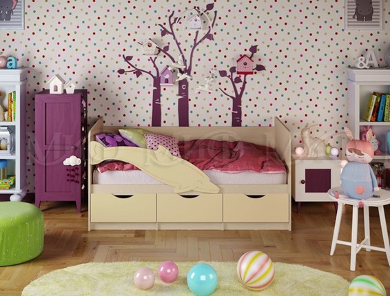 Кровать в детскую Дельфин-1, Ваниль матовый 80х160 в Ярославле - изображение