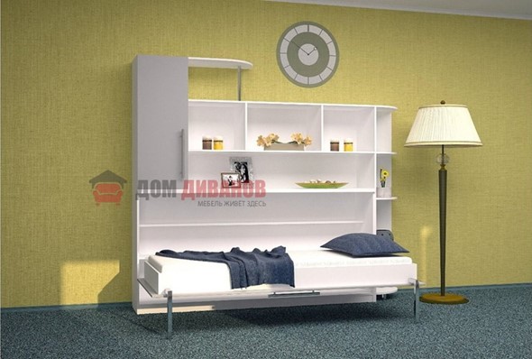 Детская кровать-шкаф Горизонтальная в серых тонах, Белый шагрень/Алюминий (900х2000) в Ярославле - изображение