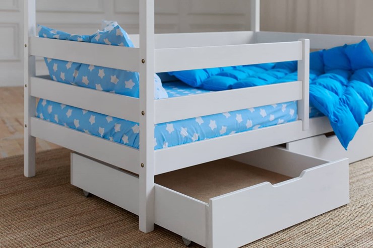 Детская двухэтажная кровать Домик с ящиками, цвет белый в Ярославле - изображение 3
