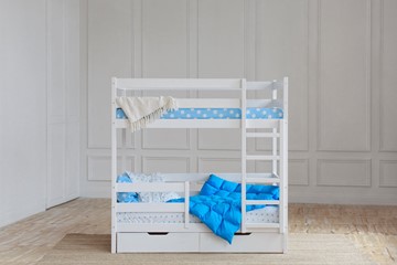 Детская двухэтажная кровать без крыши с ящиками, цвет белый в Ярославле - предосмотр