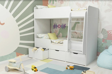 Двухэтажная детская кровать Малыш двойняшка 70х160, корпус Белое дерево, фасад Белое дерево в Ярославле - предосмотр