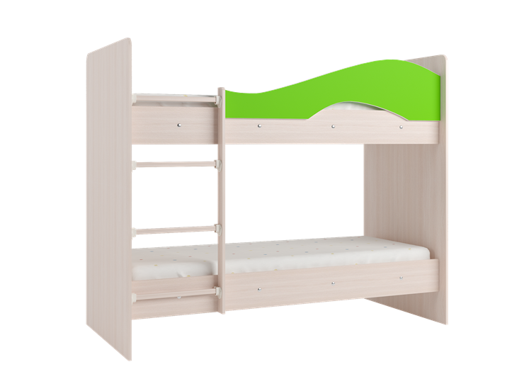 Детская 2-х ярусная кровать Мая на щитах со шкафом и ящиками, корпус Млечный дуб, фасад Салатовый в Ярославле - изображение 3