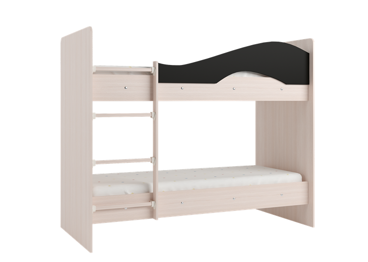 Кровать 2-ярусная Мая на щитах со шкафом и ящиками, корпус Млечный дуб, фасад Венге в Ярославле - изображение 2