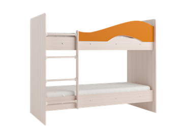 Кровать 2-ярусная Мая с 2 ящиками на щитах, корпус Млечный дуб, фасад Оранжевый в Рыбинске - предосмотр 2