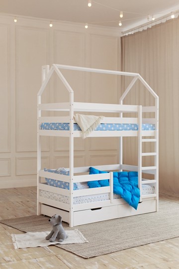 Детская двухэтажная кровать Домик с ящиками, цвет белый в Ярославле - изображение 6