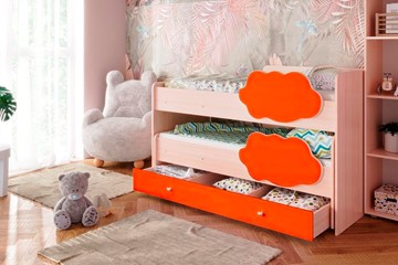 Детская 2-ярусная кровать Соник 1.6 с ящиком, Оранжевый в Ярославле - предосмотр