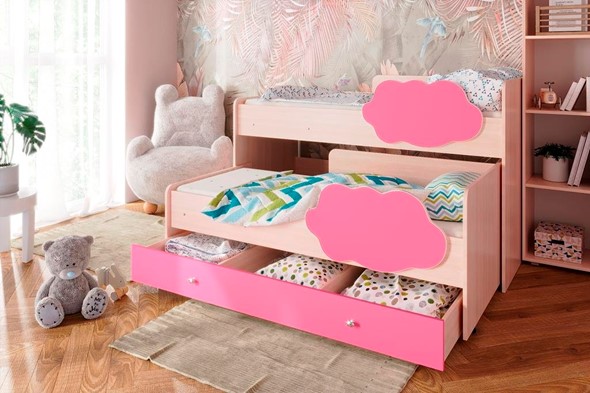 Двухэтажная кровать Соник 1.6 с ящиком, Розовый в Ярославле - изображение