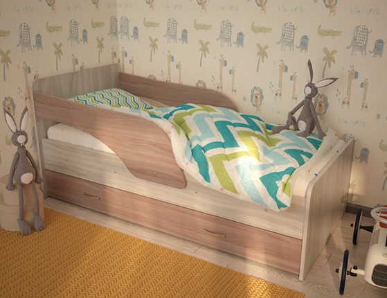 Кровать детская Максимка, корпус Шимо светлый, фасад Шимо темный в Ярославле - изображение