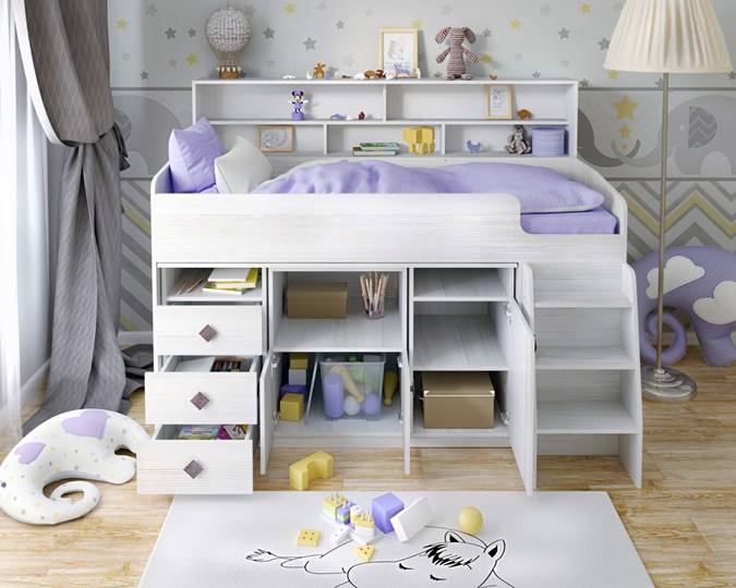 Кровать-чердак в детскую Малыш-5, цвет Винтерберг в Ярославле - изображение 3
