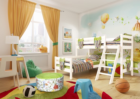 Детская кровать двухъярусная угловая Соня, Вариант 8 Белый в Ярославле - изображение
