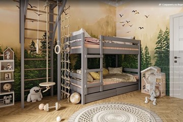Кровать детская Джуниор двухъярусная с ящиками (Антрацит) в Рыбинске - предосмотр 1