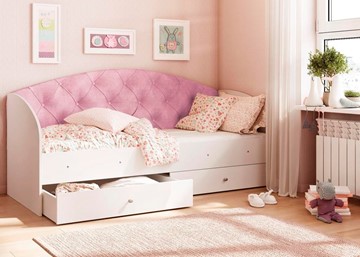 Детская кровать с ящиками Эльза без бортика, Розовый (латы) в Ярославле - предосмотр