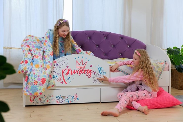 Детская кровать Эльза с бортиком, Фиолетовый (латы) в Ярославле - изображение 4