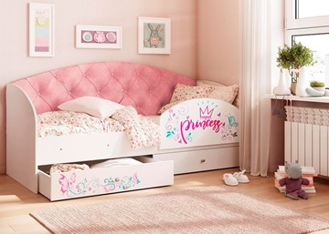 Кровать детская Эльза с бортиком, Розовый (латы) в Ярославле