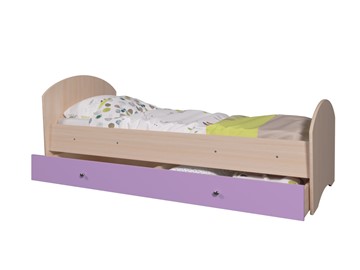 Кровать детская с ящиком Мозайка без бортиков, корпус Млечный дуб/фасад Ирис (ламели) в Ярославле