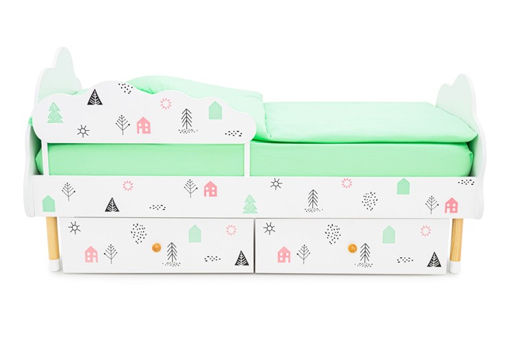 Кровать в детскую Stumpa Облако "Домики розовый, бирюзовый" в Ярославле - изображение 8
